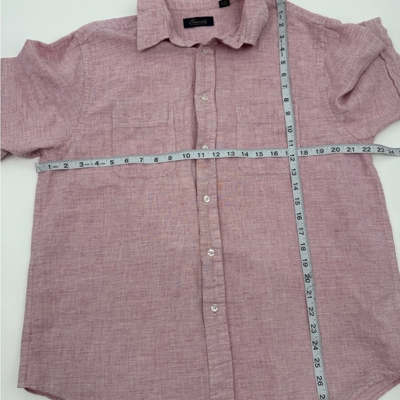 Roundtree Yorke Pink Linen Blend Casuals Short Sleeve Button Up Shirt - Picture 5 of 8